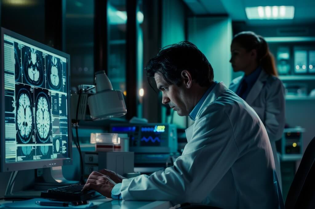 neurologue devant un écran