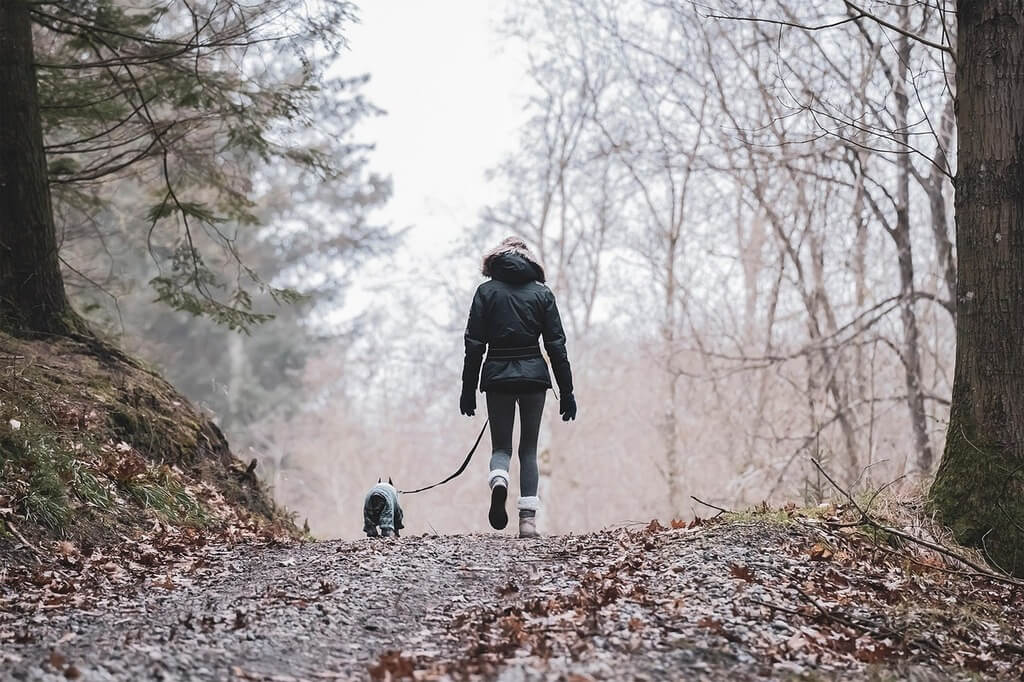 femme qui marche en forêt